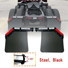 Universal Semi-Truck Angled HD Spring Loaded Mud Flap Hanger Kit&Mudflap 24"x30"