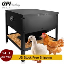 Freestanding 80lb Poultry Feeder, Large Chicken Feeding Box with Waterproof Lid