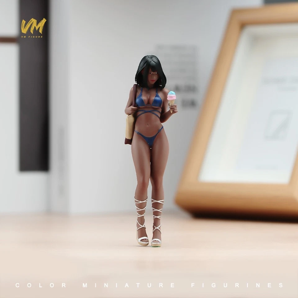 Diorama Scene Prop 1:18 Girl with Ice Cream Realistic Miniature Figure Toys - Image 2 of 4