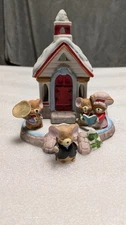  Bisque Porcelain Mouse Carolers Christmas Set Jasco   