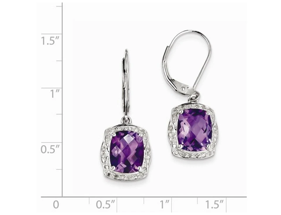 Pendientes colgantes de amatista de 4,50 quilates (ctw) en plata de ley Foto 2 de 4