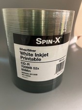 500 PCS SPIN-X CD-R WHITE INKJET NON-HUB PRINT,52X,80MIN,46113033,FREE SHIPPING
