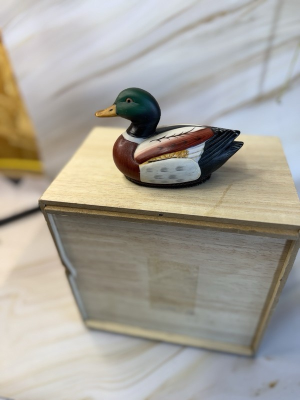 Vintage Jasco Lint Brush Mallard Duck Decoy Figurine Ceramic Hand-Painted 