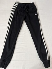 Adidas Women's Black Drawstring 3 Stripes Sweatpant Joggers Size S Inseam 29"