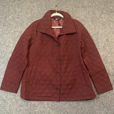 Lands End Womens Quilted Jacket Primaloft Packable Size 18 Burgundy Barn New