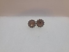 Champagne Crystal Rhinestone Flower Halo Stud Earrings Womens Gold Tone Costume