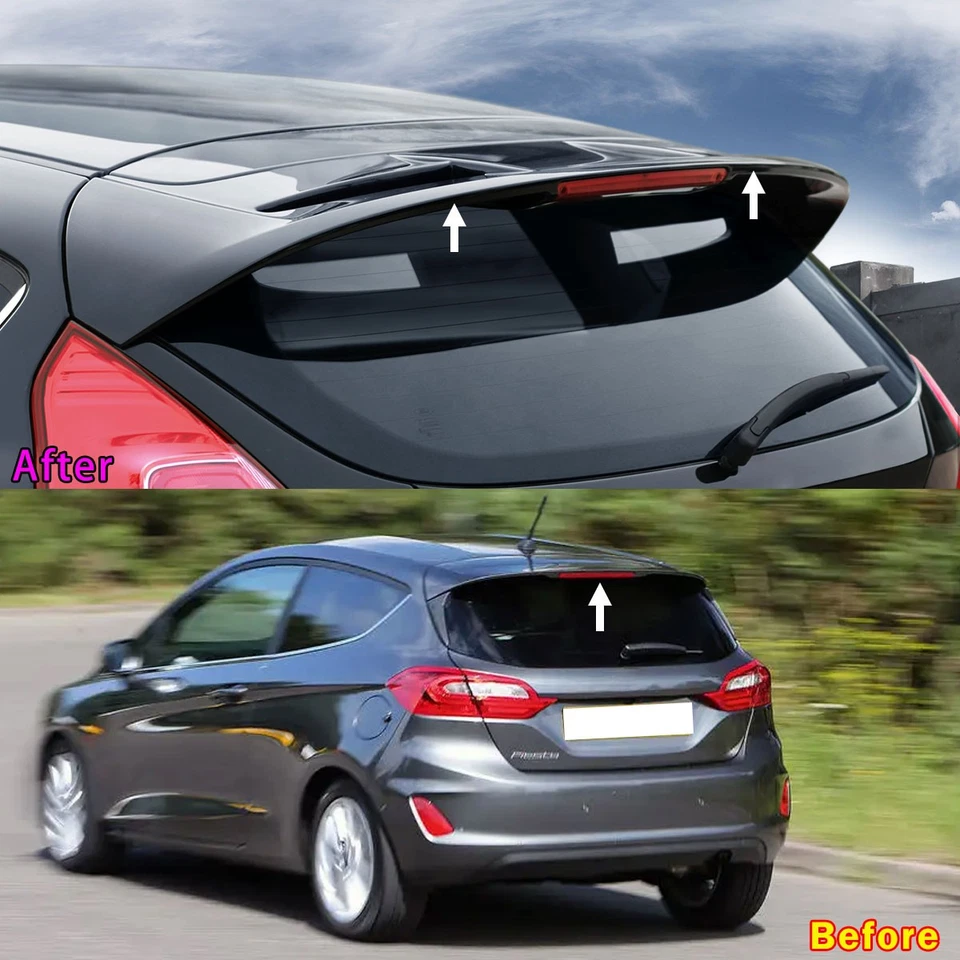 For 2008-2019 Ford Fiesta Hatchback ST Style Rear Roof Spoiler Wing Carbon Fiber Foto 2 de 4