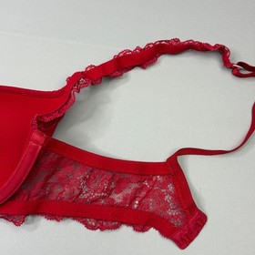 La Perla Bra 32D SZ 1 Red Lightly Lined Cup Underwire Lace Adjustable Strap