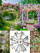 Rustic Galvanized Metal Windmill Wall Decor Farmhouse Country Art Sculpture 10  