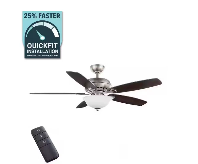 Hampton Bay Southwind II 52" LED Ceiling Fan Brushed Nickel Remote Reversible - Image 3 of 4