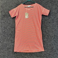 NWT Everlane The Cotton Striped Tee Dress White Red Short Sleeve Size Small