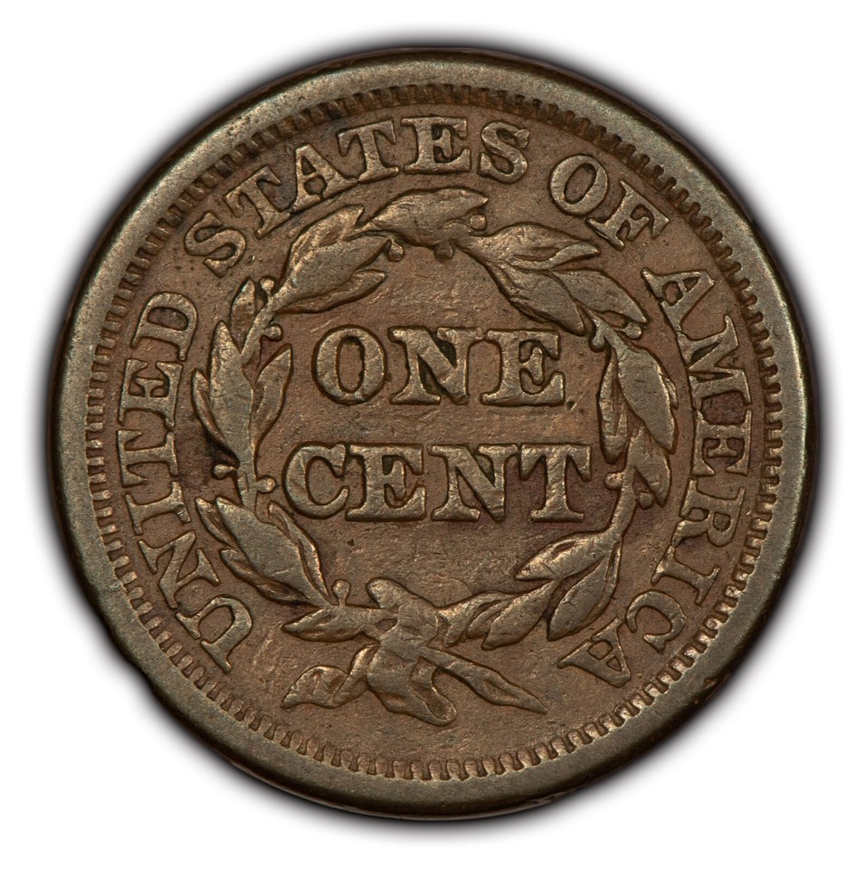 1844/81 1c Braided Hair Large Cent - RPD Repunched Date - Original VF+ ...