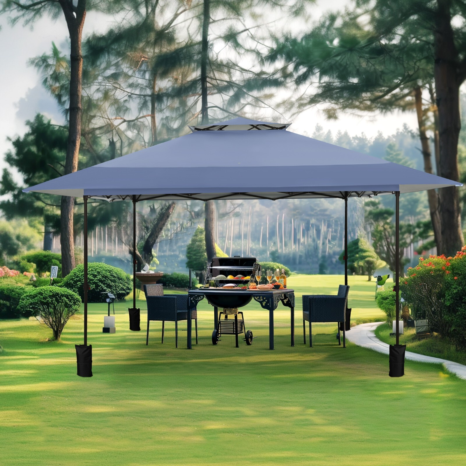 13x13ft Outdoor Canopy Pop-up Patio Gazebo Awning Sunshade Shelter w/ Sandbag