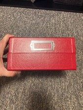 Red Photo/Sport Card Storage Box 8.5"X 8.5"X4.5"  3 sleeves inside 8.5 X 2.5