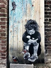 Art Postcard Street art ltd edition 10 print Proof Banksy style "Sit Still"