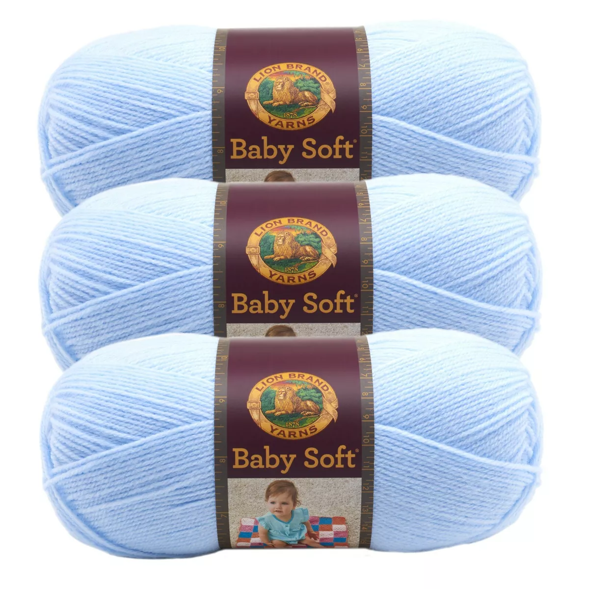 3 Pack) Lion Brand Yarn 920-105T Baby Soft Yarn, Little Boy Blue