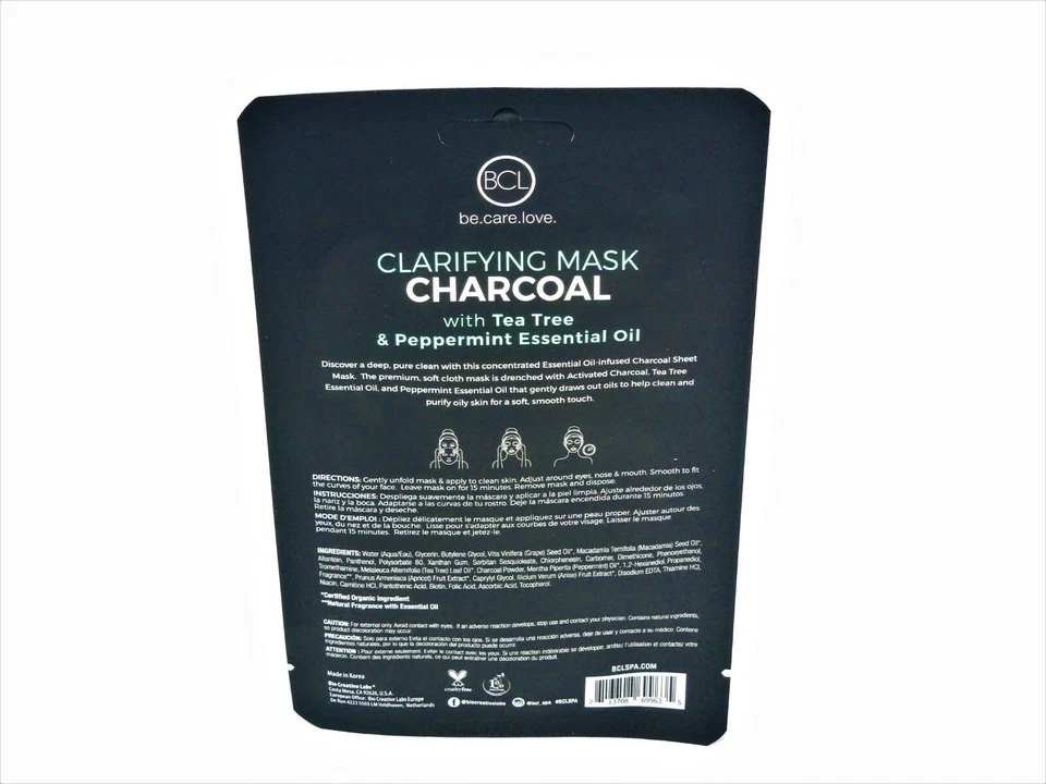 4pack BCL Be Care Love Facial Mask Charcoal Green Tea Lemon Vitamin C Grapefruit - Image 3 of 4