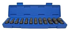 12 Piece 3/8" Drive Universal Wobble SAE Deep Impact Socket Wrench
