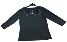 Adrienne Vittadini Blouse Womens size Small Black Sparkly Embellished New