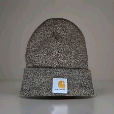 Carhartt Beanie Men One Size Brown Hat Knit Cuffed Logo Acrylic USA Made