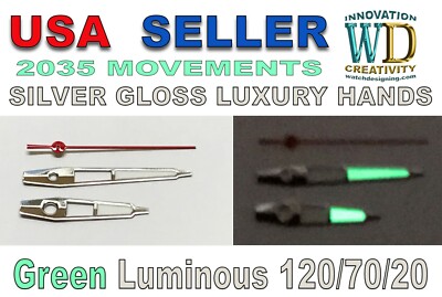 Luminous  Watch hands 2035 Movements parts Lume green NEW SILVER120/70/20 Red se