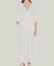 590 Eres Women's Ivory V Neck Gauze Selene A-Line Dress Size 3