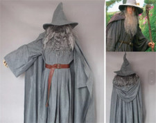The Hobbit Gandalf Cosplay Costume Halloween Wizard Outfit Suit Wig Beard Set