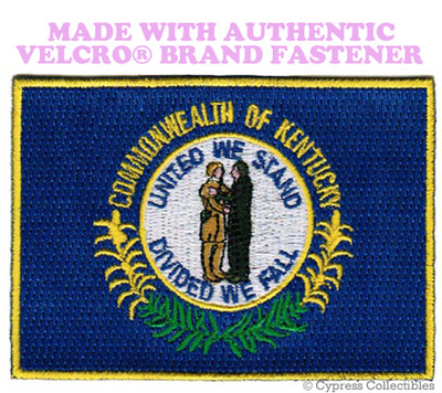 KENTUCKY STATE FLAG PATCH EMBROIDERED SYMBOL APPLIQUE w/ VELCRO  Brand Fastener