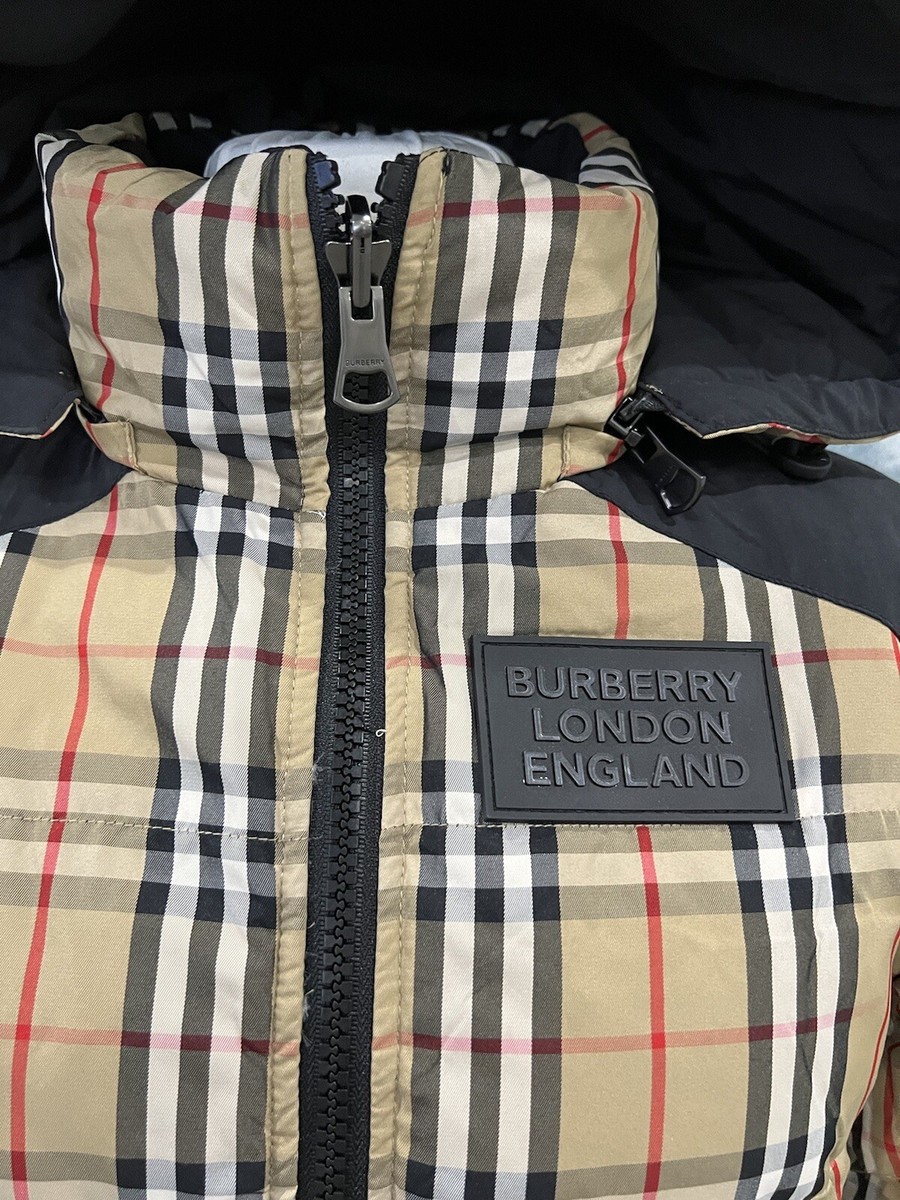 NEW BURBERRY WOMENS NEWBATTLE REVERSIBLE VINTAGE CHECK DOWN PUFFER