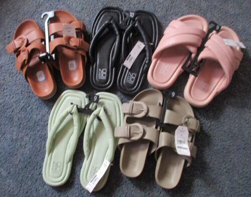 LOT OF 5-NEW WITH TAGS-WOMENS NOBO AND TIME & TRU SANDALS-SIZE 9 /9W / 10