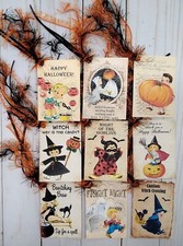 9 Retro Style Halloween Handmade Gift Tags Scrapbooks Junk Journals Crafts