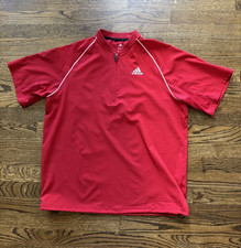 Adidas Youth ClimaCool Triple Stripe 1/4 Zip Jacket Baseball XL Red Warmup