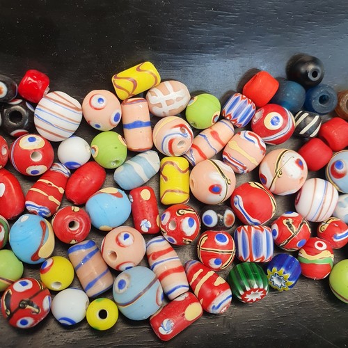 Venetian Style Glass Trade Bead Mix - Evil Eye Chevron Millefiori Fancy Lot