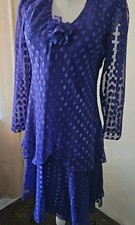 Vtg PATRA Womens Formal Dress Size 10 Blue  Beaded Sparkle Mother Of Bride Event