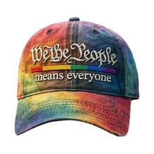 We The People Means Everyone Hat LGBTQ Pride Month Tie Dye Baseball Cap Rainbow