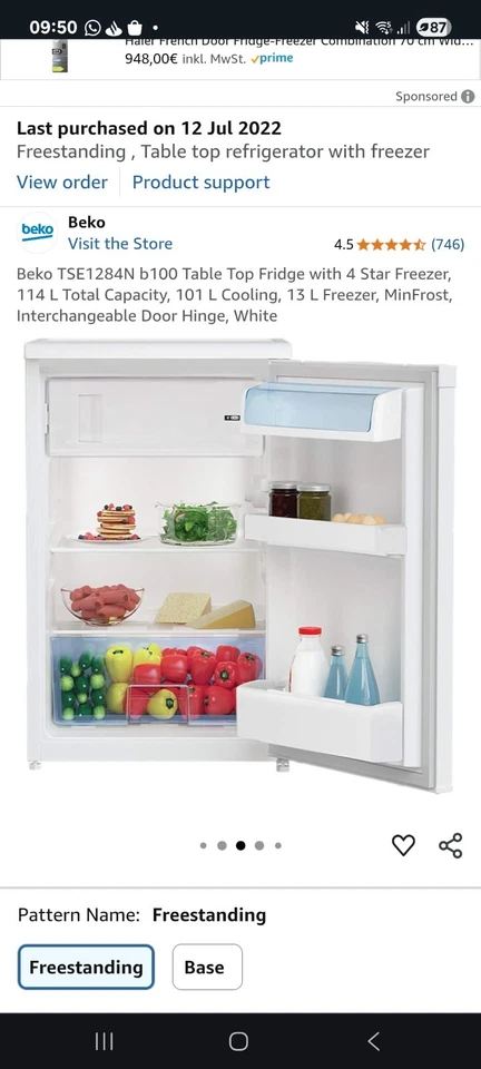 kuhl gefrier kombination - Freestanding, marke BEKO, Weiss, 3 Jahre alt, wie neu