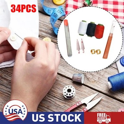 Sewing Tool Set,Needles Thread Hand Repair Tool,Portable Sewing Kit 34pcs
