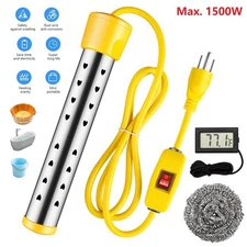 1500W Electric Immersion Water Heater Submersible Heater w/ Digital Thermometer