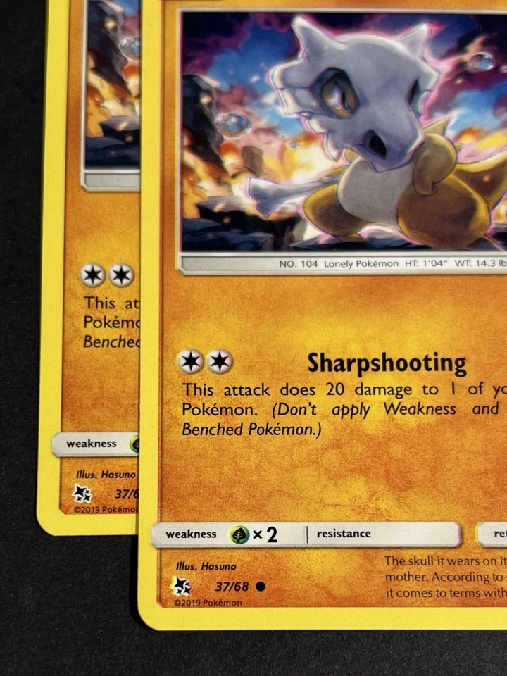 2019 Pokemon CUBONE Hidden Fates ALIGNMENT ERROR Ink Shift MISPRINT Card 37/68 - Image 3 of 4