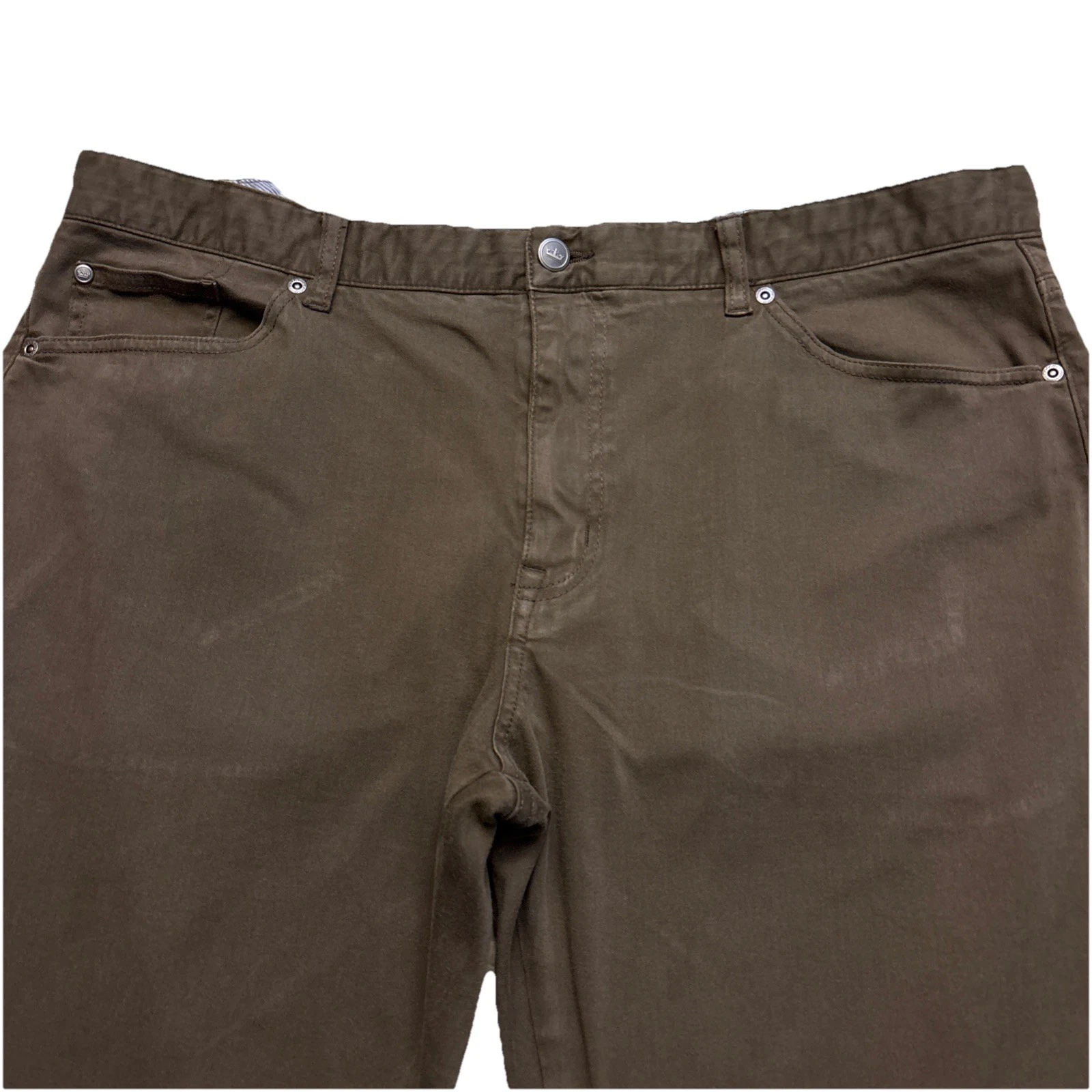 Peter Millar Men’s 40X34 Cotton Blend Flat Front Chinos Trousers Brown