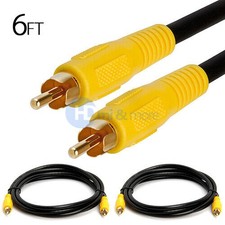 2x 6 FT Premium RCA Digital Coax Coaxial Audio Video Cable Subwoofer Cord 6 FT