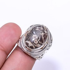 Turritella Agate Artisan 925 Sterling Silver Ring S.8 R80402963, Christmas Gift