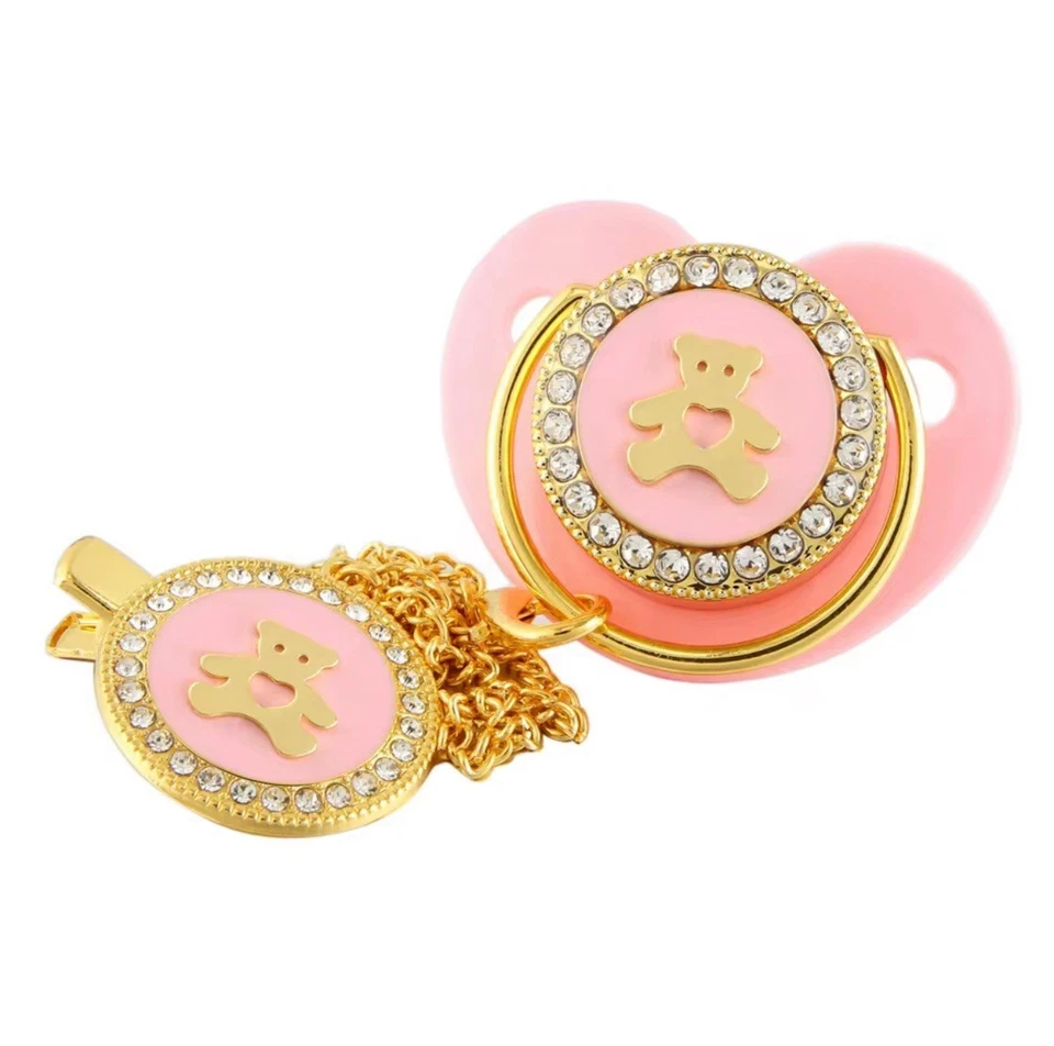 Luxury Crown Pacifier Clip Chain Set Baby Shower Gift Silicone Newborn Dummy Bpa - Image 4 of 4