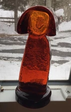 Vintage Erik Hoglund Kosta Boda Sweden Amber Glass Woman 1960