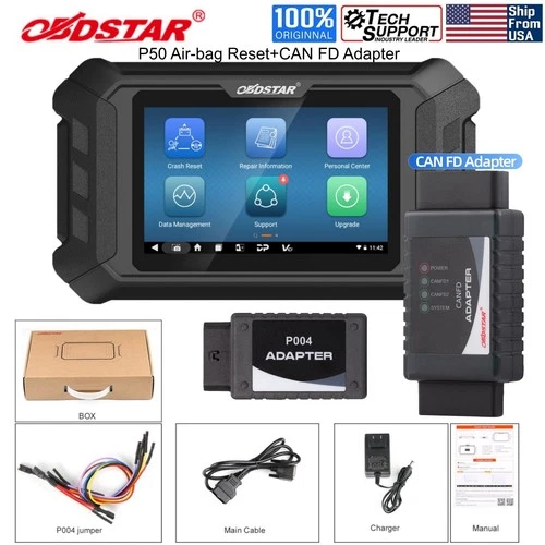 OBDSTAR P50 SRS Reset Scanner for 102 Brand & 16000+ E-CU Part & CAN FD Adapter
