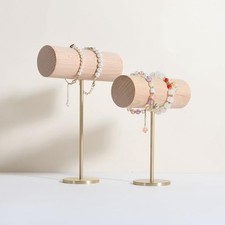 2pcs set bracelet storage organizer, wooden bracelet holder, watch stand Beech