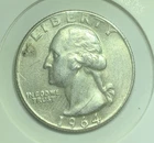 1964 D Washington Quarter Light Tone. Type A. 90% Silver