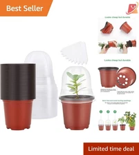 Plant Nursery Pots with Humidity Dome 4 Inch Seed Starting Containers Gardening