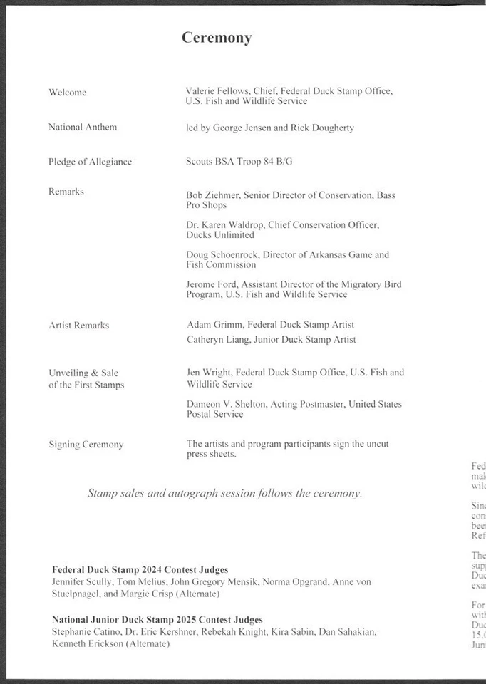 2025 US Federal Waterfowl Duck Stamp RW92 & JDS33 First Day of Issue Program - Image 2 of 4