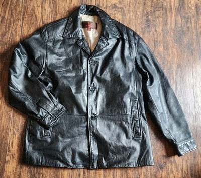 Danier Mens Black Leather Jacket With Cotton Liner Size Medium